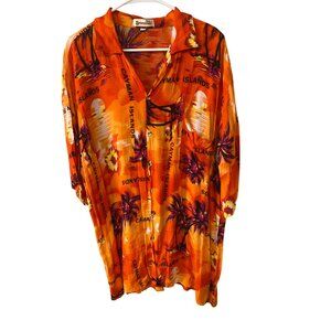 Cayman Islands Orange Tropical Men Button-Down Shirt By Shoreline Size XL Lightw